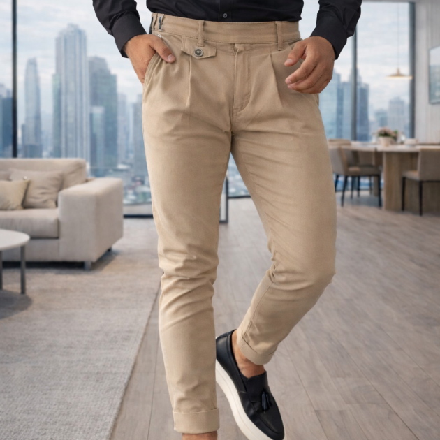 Calça Beje plissada