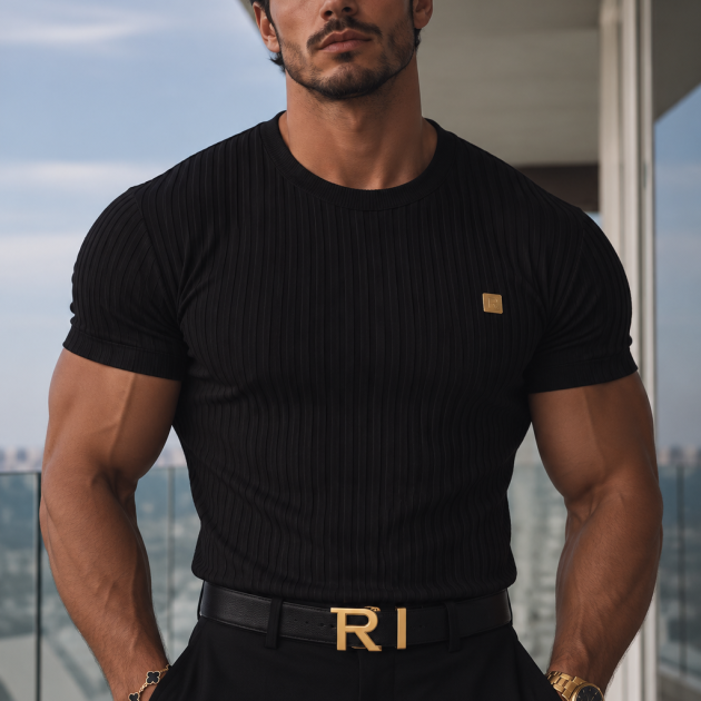TSHIRT CANELADA ESSENTIAL BLACK